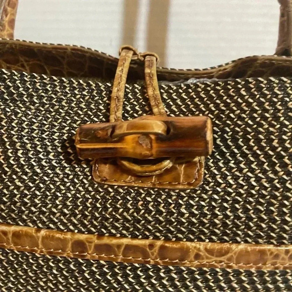 Eric javits brown fibers woven  straw satchel handbag - Picture 5 of 13